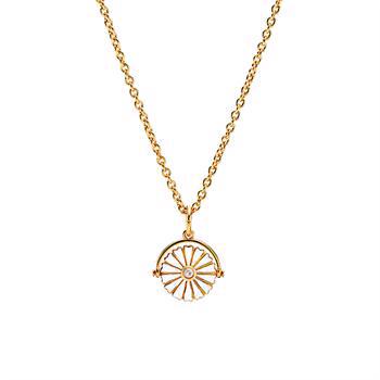 Lund Copenhagen marguerite 925 sterling silver pendant 24 carat gold plated with white enamel, model 9025023-30-M